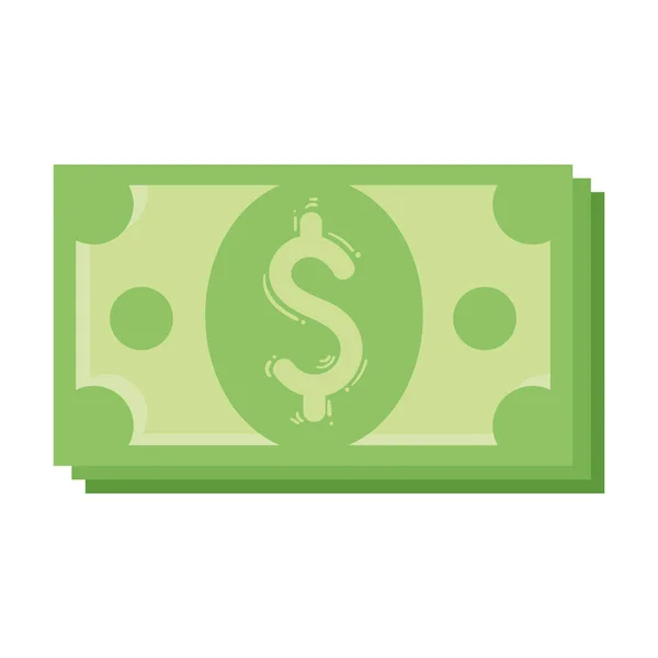 Verde Facturas Dinero Dólares Icono — Vector de stock