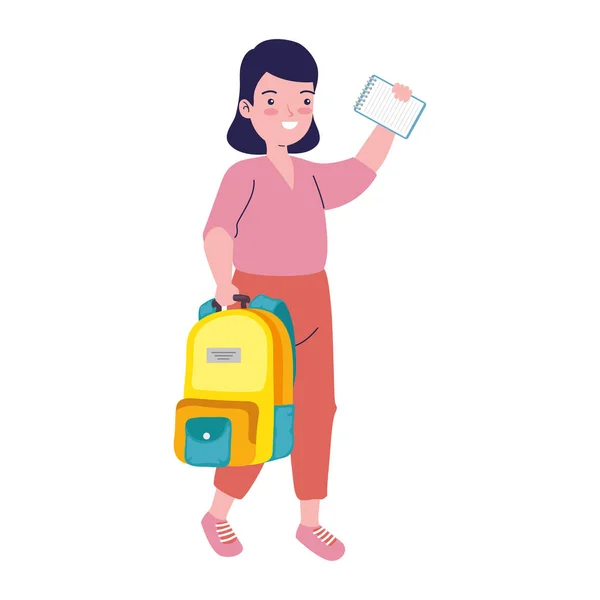 Teenager Girl Schoolbag Character — Stock Vector