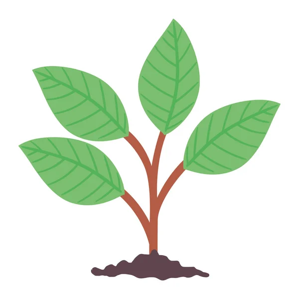 Rostlina Zelenými Listy Ikona — Stockový vektor