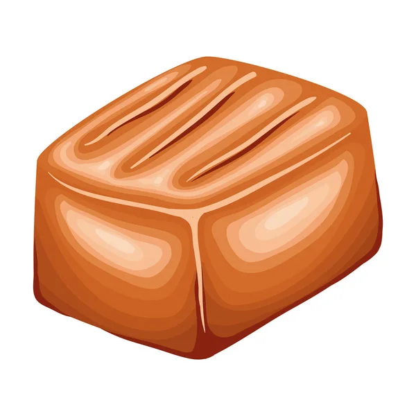 Sweet Caramel Cube Isolated Icon — Stock Vector