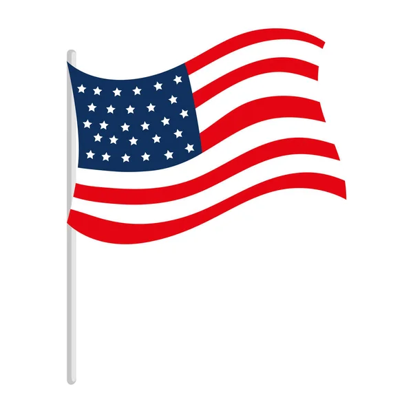 Bandiera Usa Palo Sventolando — Vettoriale Stock