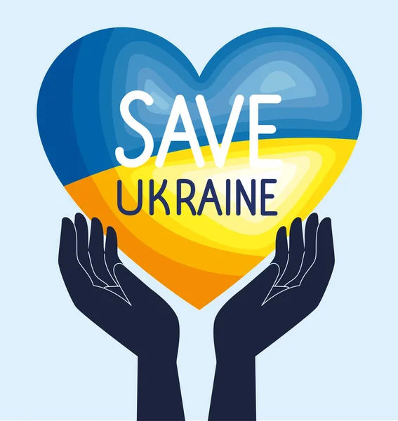 Salvar Ucrânia Letras Coração —  Vetores de Stock