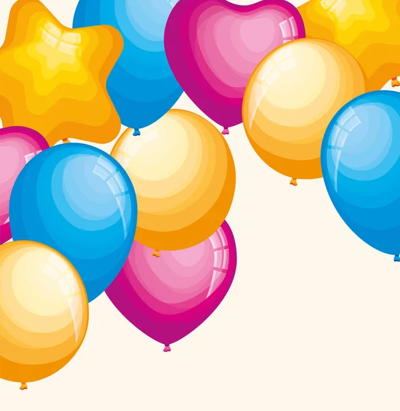 Ballonger Helium Flytande Ram Dekoration — Stock vektor