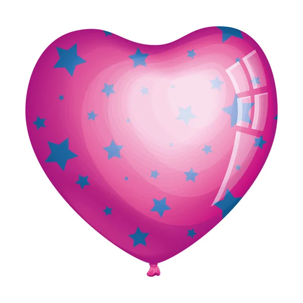 Coeur Ballon Hélium Avec Icône Étoiles — Image vectorielle