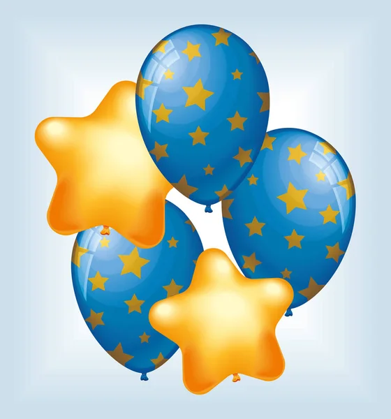 Étoiles Ballons Hélium Flottant — Image vectorielle