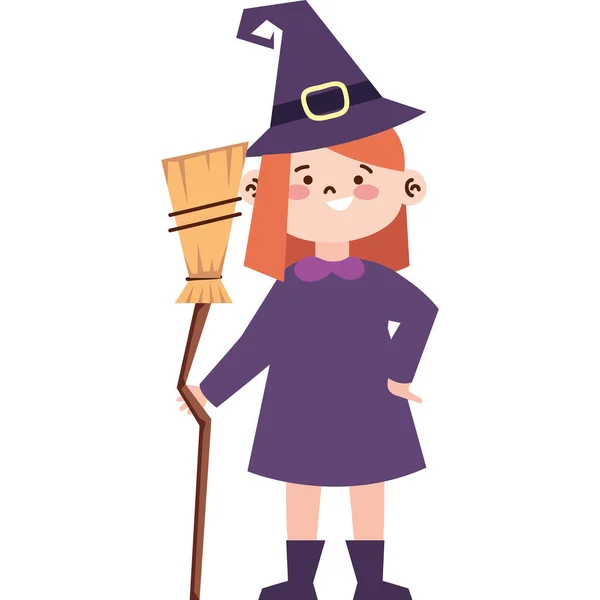 Dívka Čarodějnice Přestrojení Charakter — Stockový vektor