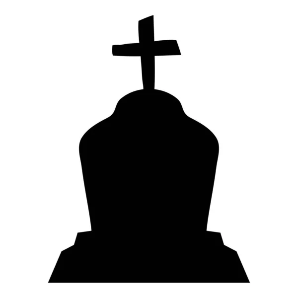 Halloween Cemetery Grave Cross Silhouette — Stock Vector