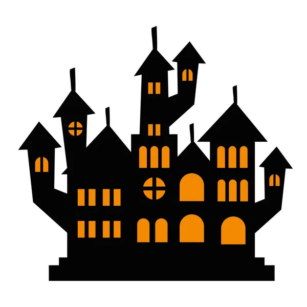 Icône Silhouette Château Sombre Halloween — Image vectorielle