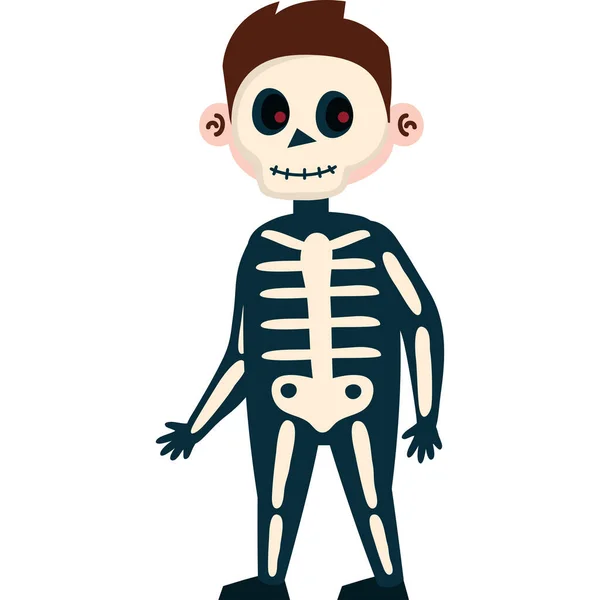 Chico Con Esqueleto Disfraz Carácter — Vector de stock