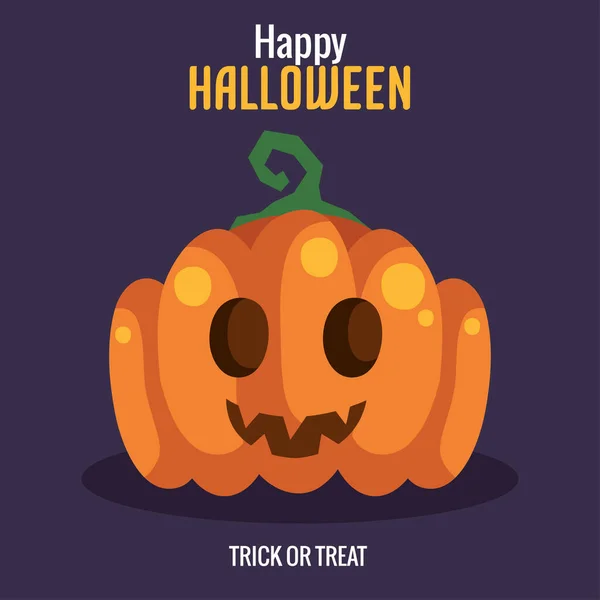 Boldog Halloween Levelezőlap Sütőtökkel — Stock Vector