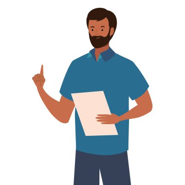 Kağıt sakallı erkek öğretmen.