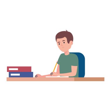 Kitap karakteri olan esmer bir çocuk.