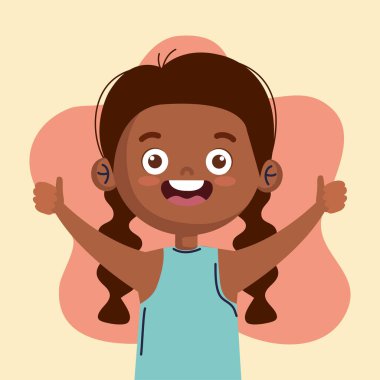 Küçük afro kız karakteri kutluyor