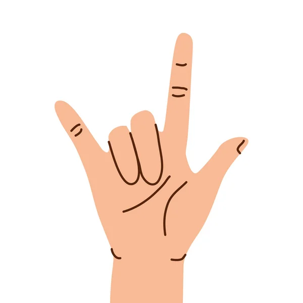 Rock Roll Hand Human Gesture — Stock Vector