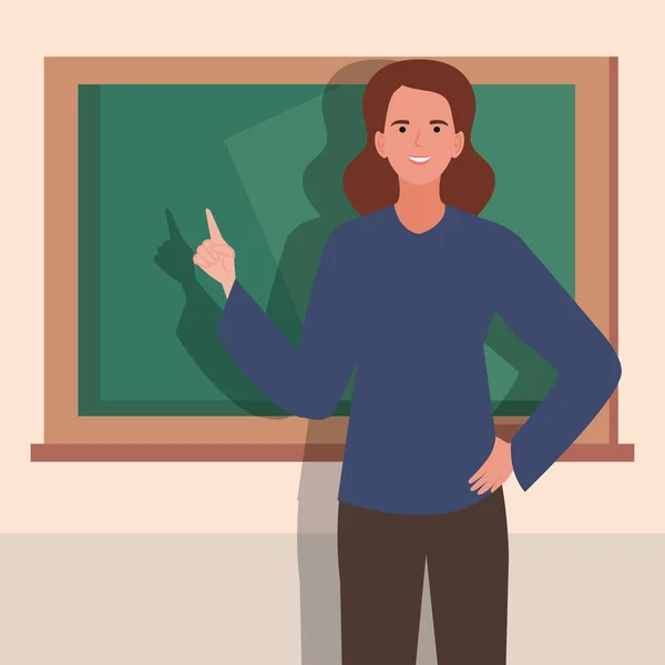 Female Teacher Chalkboard Character — 스톡 벡터