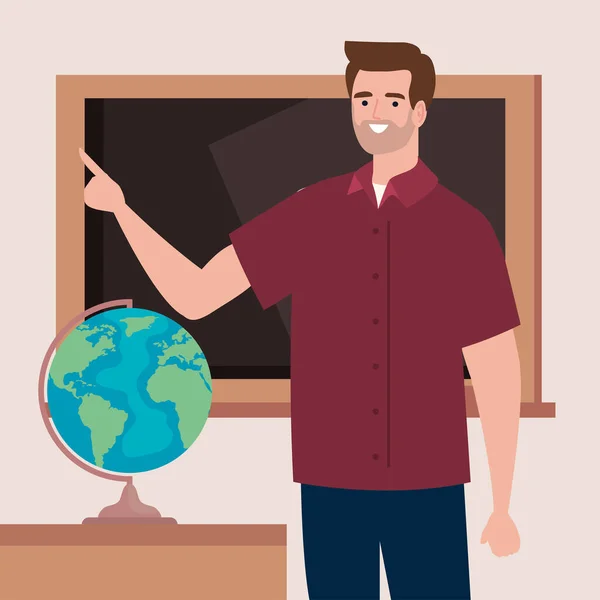 Profesor Geografía Carácter Clase — Vector de stock