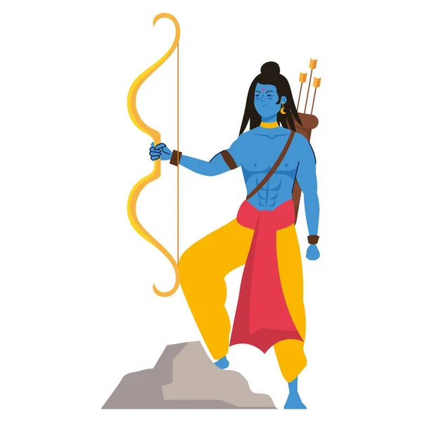Rama God Warrior Isolated Icon — Stock Vector