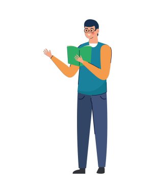 Erkek öğretmen kitap karakteri okuyor