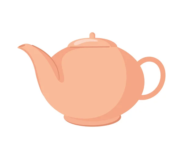 Pink Tea Pot Ceramic Utensil — Stock Vector