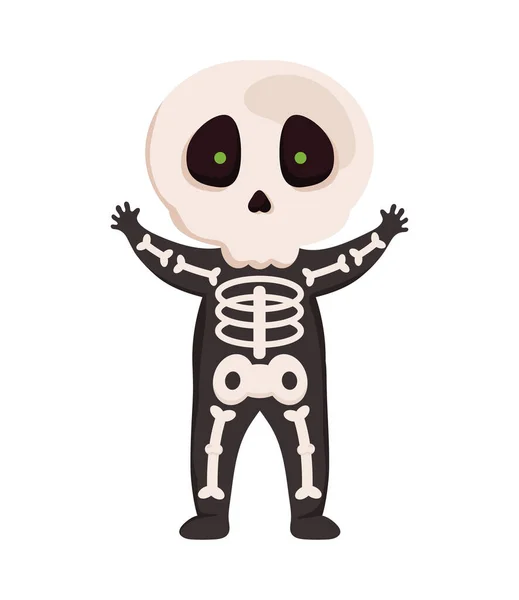 Chico Con Esqueleto Traje Carácter — Vector de stock