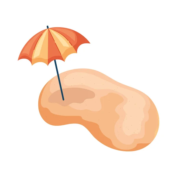 Písečná Pláž Ikonou Deštníku — Stockový vektor
