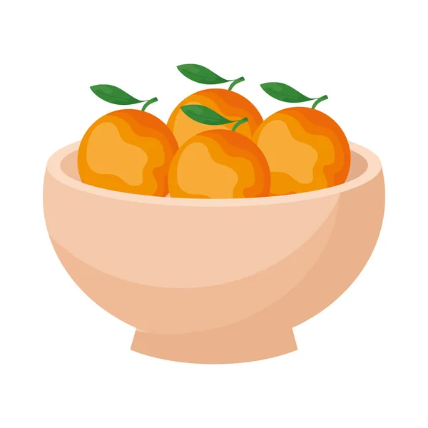 Bowl Oranges Fruits Icon — Stok Vektör