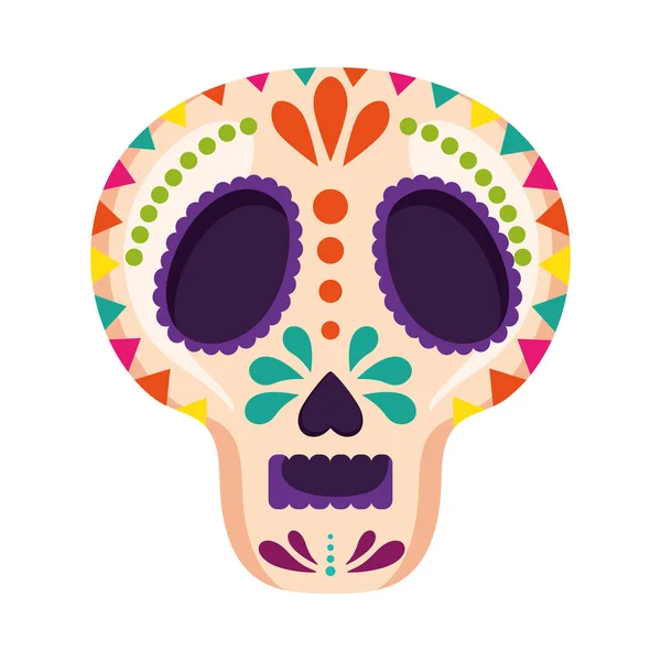 Mexican Culture Skull Head Icon — Stockvector