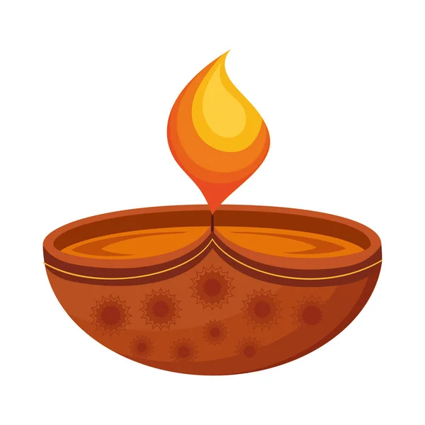 Drewniana Diwali Lampa Dekoracyjna Ikona — Wektor stockowy