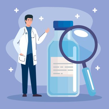 doctor with vaccine vial character