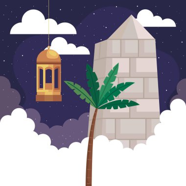 Müslüman kültürü lambası ve taş sahnesi