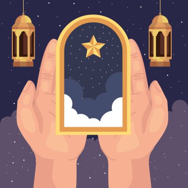 Müslüman kültür fenerleri ve yıldız sahnesi