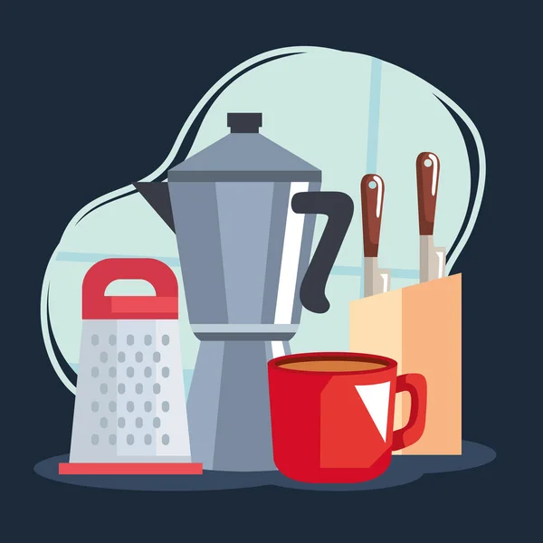 水壶和厨房用具图标 — 图库矢量图片
