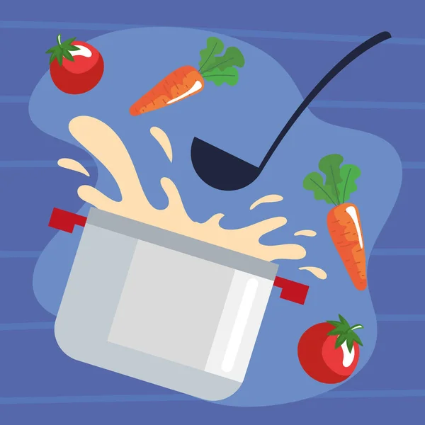 Kitchen Pot Vegetables Icons — Stock Vector