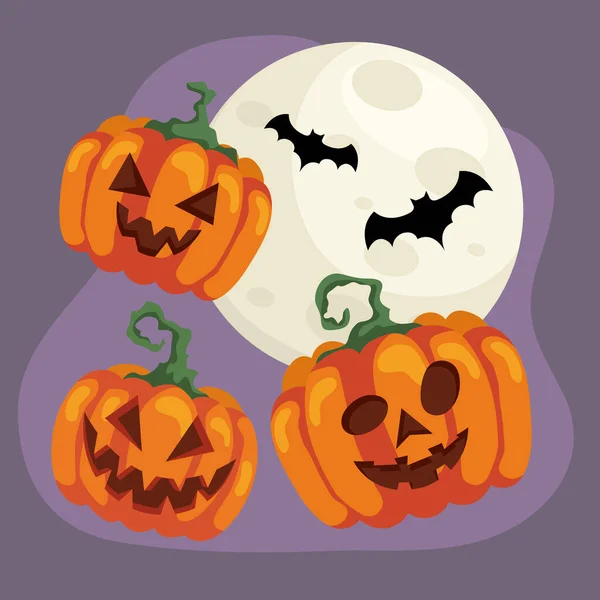 Halloween Pompoenen Maan Poster — Stockvector