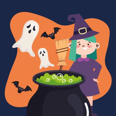 Kazan ve hayalet posterli cadı.