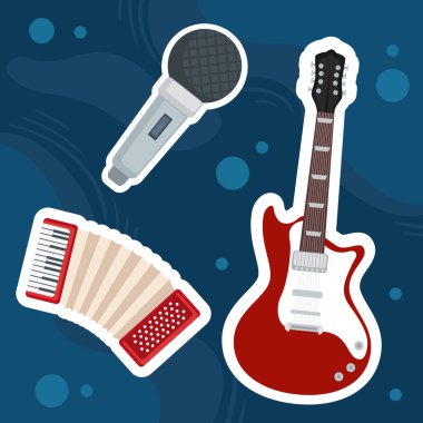 müzik festivali afişi enstrüman sahnesi