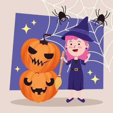 Cadılar Bayramı cadısı ve balkabağı karakteri