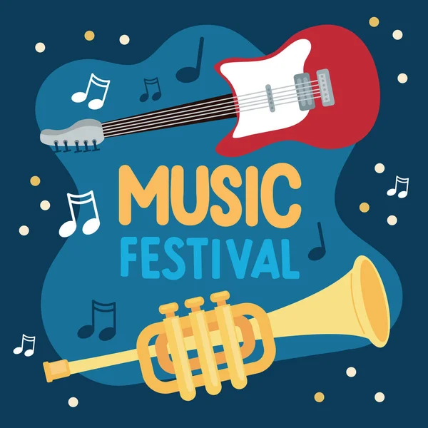 Affiche Festival Musique Avec Des Instruments Musique — Image vectorielle