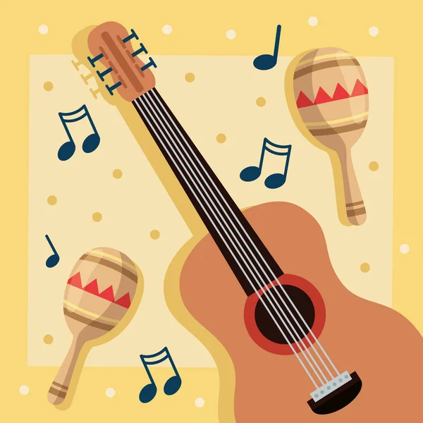 吉它和马来风格的音乐节海报 — 图库矢量图片