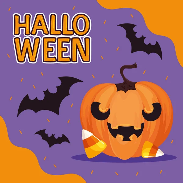 Letras Halloween Con Cartel Calabaza — Vector de stock