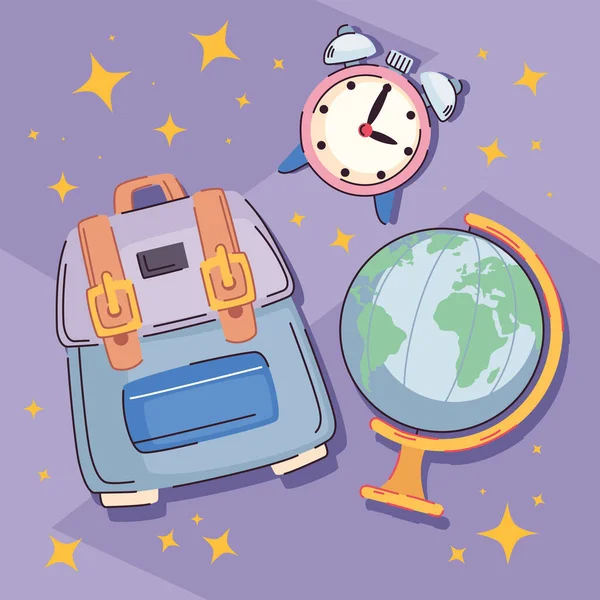 Schoolbag Póster Del Mapa Del Mundo — Archivo Imágenes Vectoriales