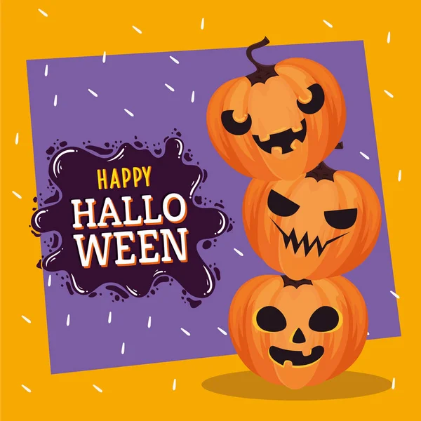 Boldog Halloween Bettering Halom Sütőtök Poszter — Stock Vector
