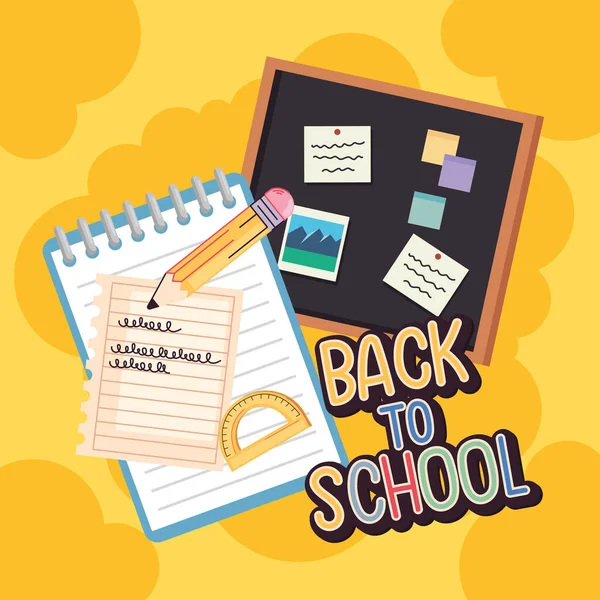 Back School Lettering Notebook Poster — Wektor stockowy