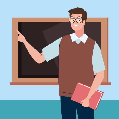 Kitap karakteri olan erkek öğretmen