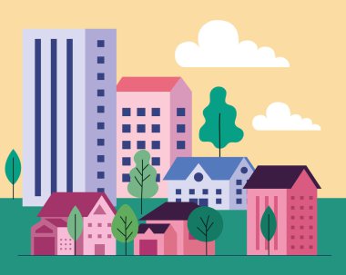 Şehir merkezinde altı bina.