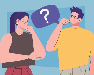 Kabarcık karakterli soru işareti olan çift