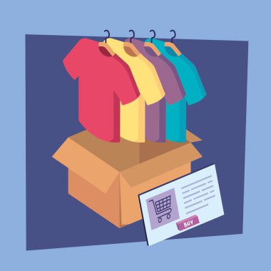 Kutu karton bit pazarındaki gömlekler