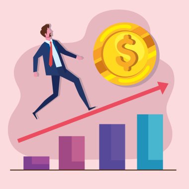 İş adamı istatistik karakterinde tırmanıyor
