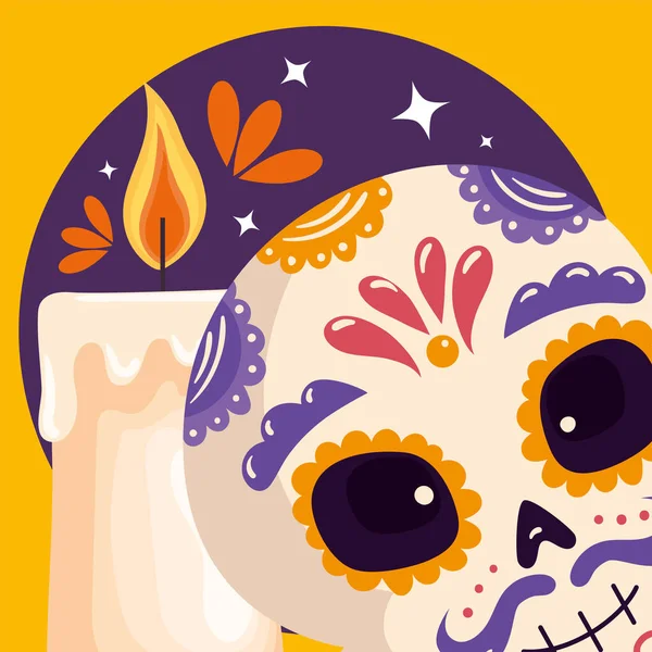 Dia Los Muertos Κρανίο Κερί Αφίσα — Διανυσματικό Αρχείο