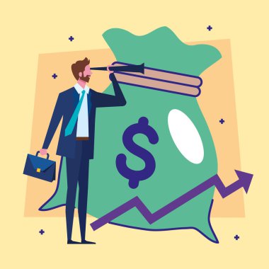 Para çantası karakteri olan iş adamı